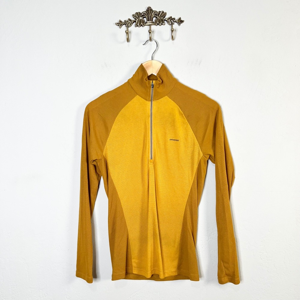 Patagonia Pullover Capilene 2 Lightweight 1/4 Zip Mens Size XS Gold Mustard Base